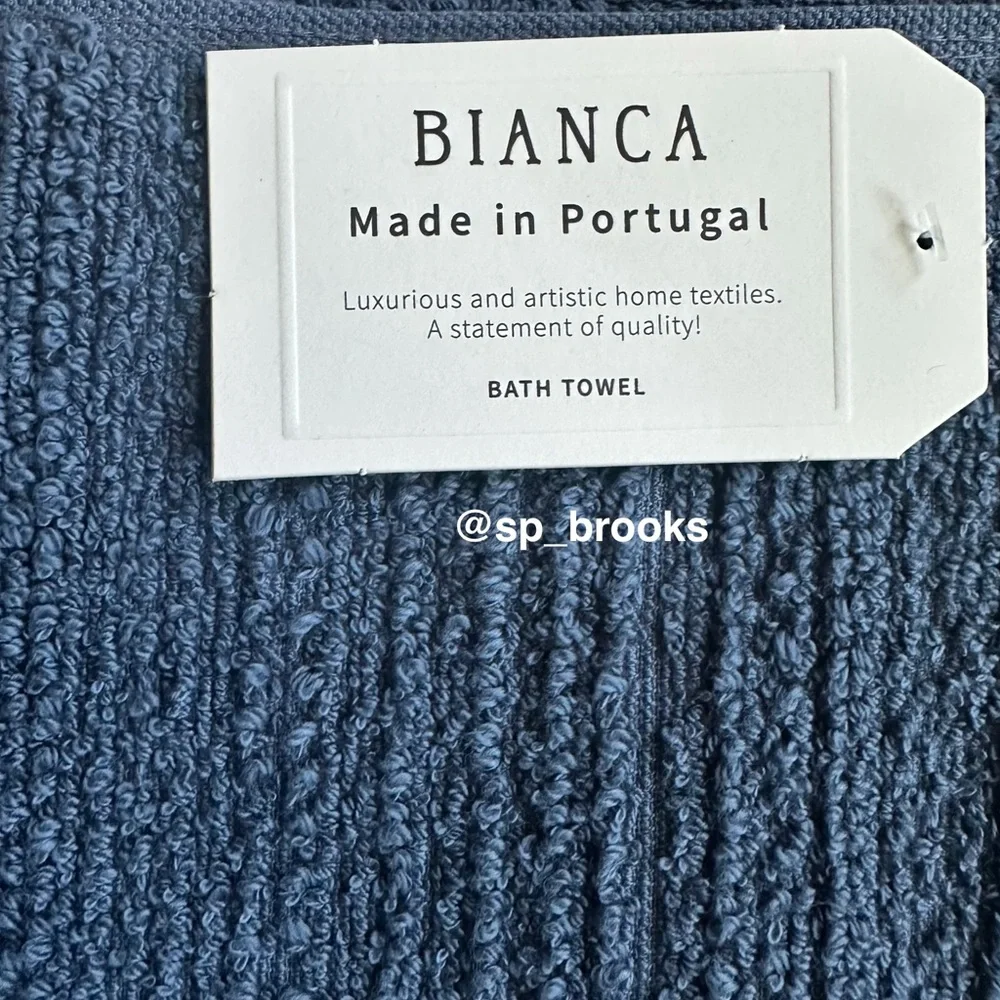 🎁2PC BIANCA Bath Towels - Slate Blue Cotton Boucle Textured Pattern